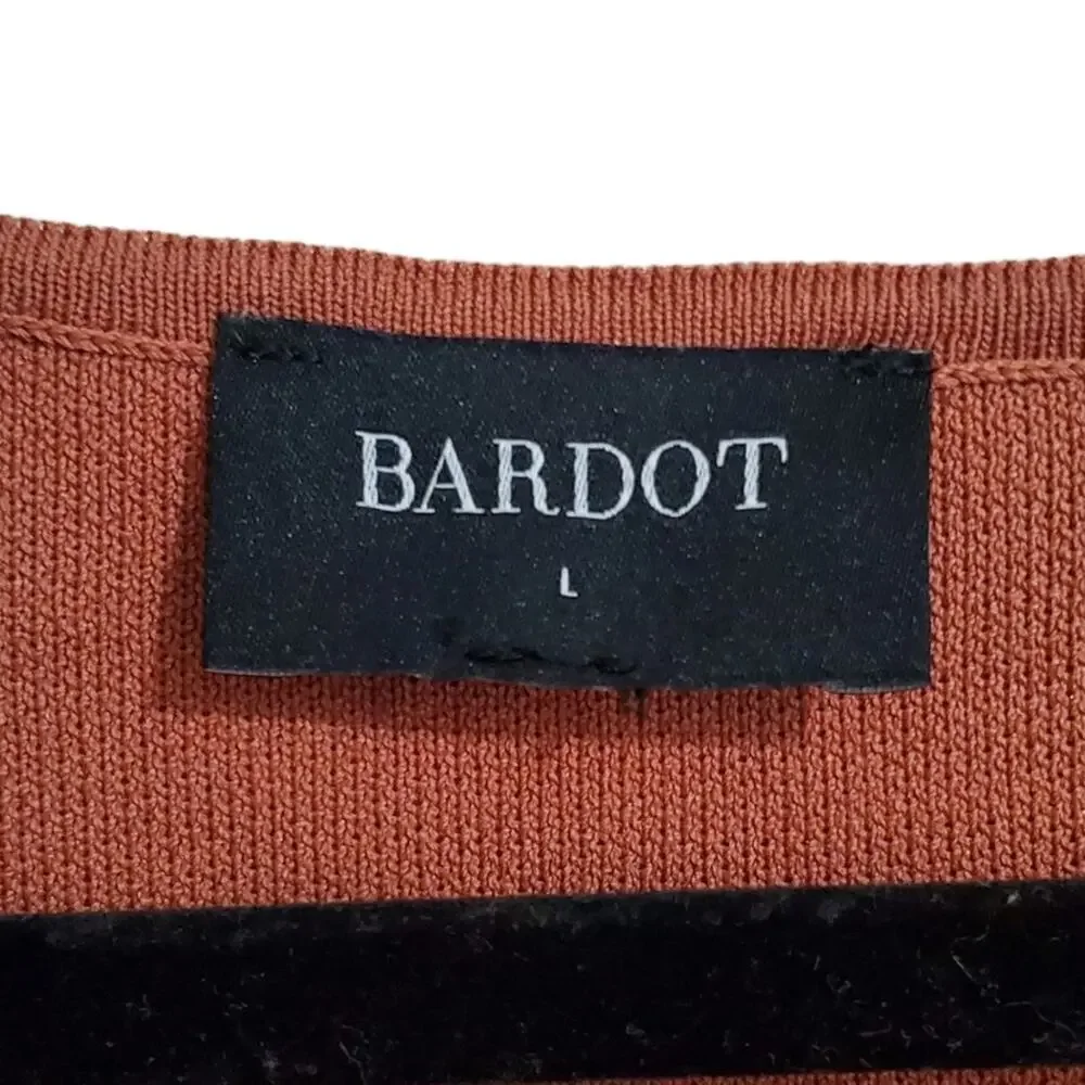 REVOLVE Bardot Maxwell Knit Top cot cutout long sleeve in Copper size L